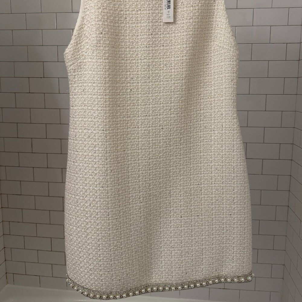 Alice & Olivia Coley Mini Dress, Off White, NWT, Size 14 - Picture 8 of 15